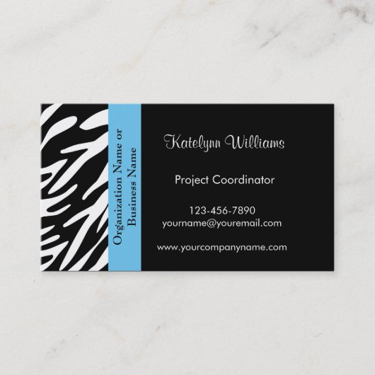 Cartes de visite élégants d'impression de zèbre (Devant)