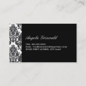 Cartes de visite élégants rose et noir Damas (Dos)