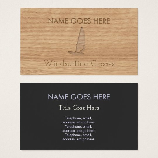 Cartes de visite en bois de planche à voile de