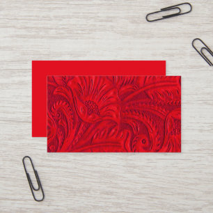 Cartes de visite en cuir rouges d'impression