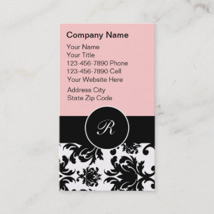 Cartes de visite en damassé à monogramme