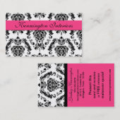 Cartes de visite en dentelle rose noire Damask (Devant / Derrière)