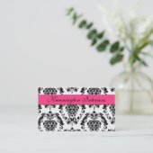 Cartes de visite en dentelle rose noire Damask (Debout devant)