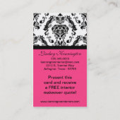 Cartes de visite en dentelle rose noire Damask (Dos)