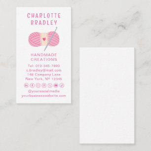 Cartes de visite en fil rose au crochet pour entre