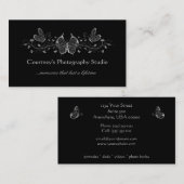 Cartes de visite en filigrane argentés noirs de (Devant / Derrière)
