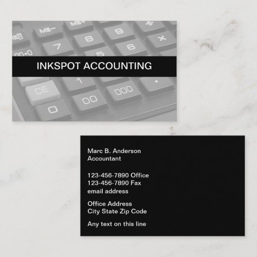 Cartes de visite en ligne modifiables de comptable (Devant / Derrière)