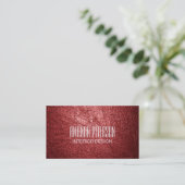 Cartes de visite en simili cuir rouge designer (Debout devant)