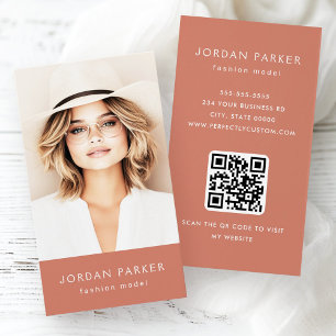 Cartes de visite en terre cuite à code QR photo mo
