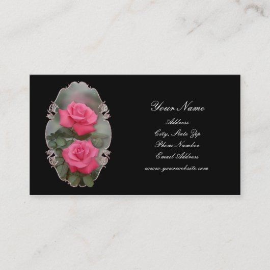 Cartes de visite encadrés de roses (Devant)