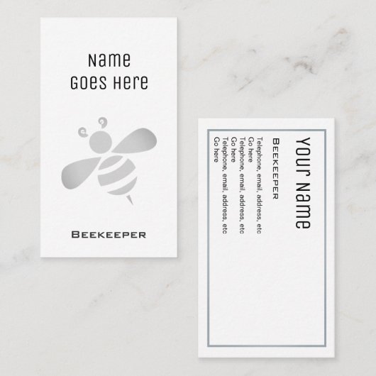 Cartes de visite "essentiels" d'apiculteur (Devant / Derrière)