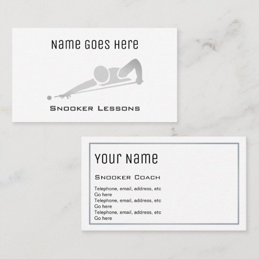 Cartes de visite "essentiels" de billard (Devant / Derrière)
