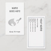 Cartes de visite "essentiels" de monteur de gaz (Devant / Derrière)