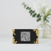 Cartes de visite exemple noir et or avec code QR (Debout devant)