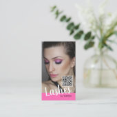 Cartes de visite Eyelash avec code QR et photos (Debout devant)
