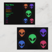 Cartes de visite FACE ALIEN multicolores (Devant / Derrière)