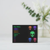 Cartes de visite FACE ALIEN multicolores (Debout devant)