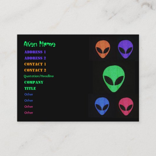 Cartes de visite FACE ALIEN multicolores (Devant)