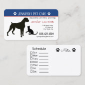 Cartes de visite faits sur commande d'animal (Devant / Derrière)