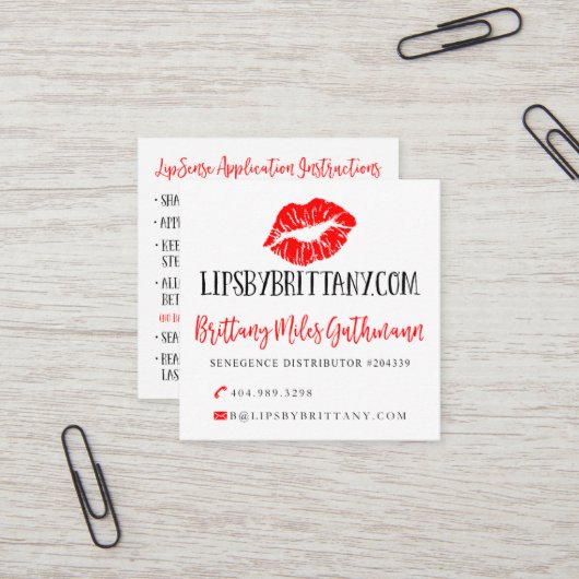 Cartes de visite faits sur commande de LipSense (Devant/Arrière en situation)