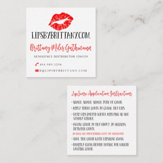 Cartes de visite faits sur commande de LipSense (Devant / Derrière)