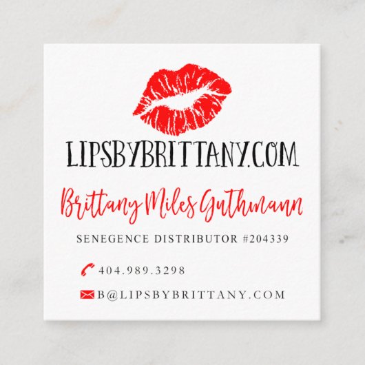Cartes de visite faits sur commande de LipSense (Devant)