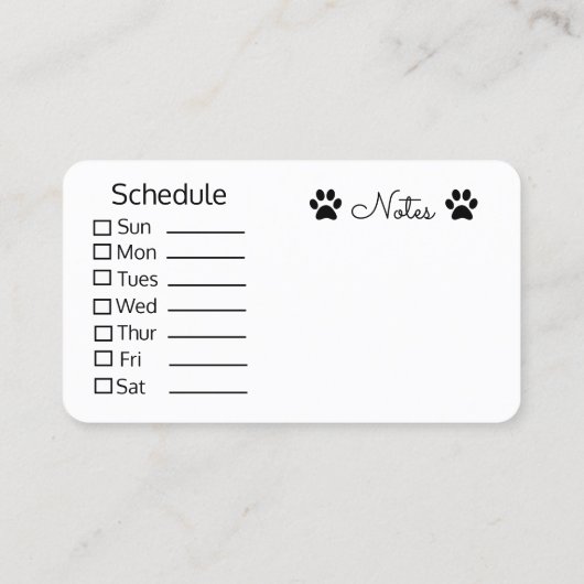 Cartes de visite faits sur commande de soin des (Dos)