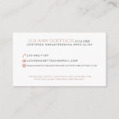 Cartes de visite faits sur commande pour la (Dos)