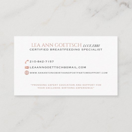 Cartes de visite faits sur commande pour la (Dos)