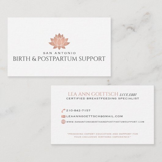 Cartes de visite faits sur commande pour la (Devant / Derrière)