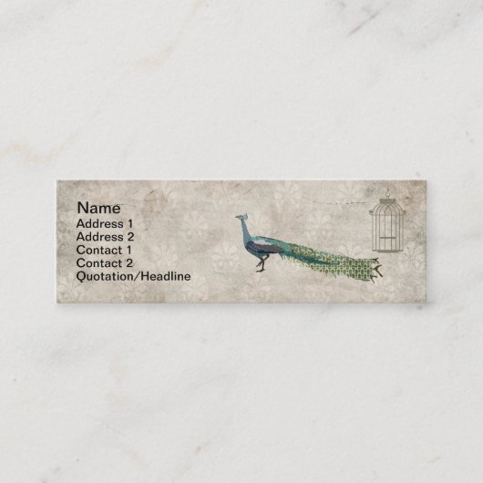 Cartes de visite fascinants de paon (Devant)