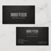 Cartes de visite Faux Black Leather Designer (Devant / Derrière)