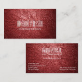 Cartes de visite Faux Red Leather Designer (Devant / Derrière)