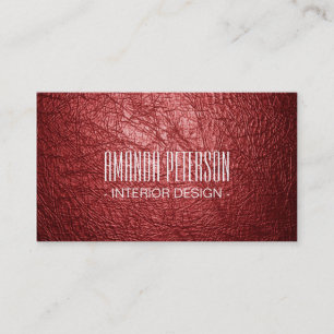 Cartes de visite Faux Red Leather Designer