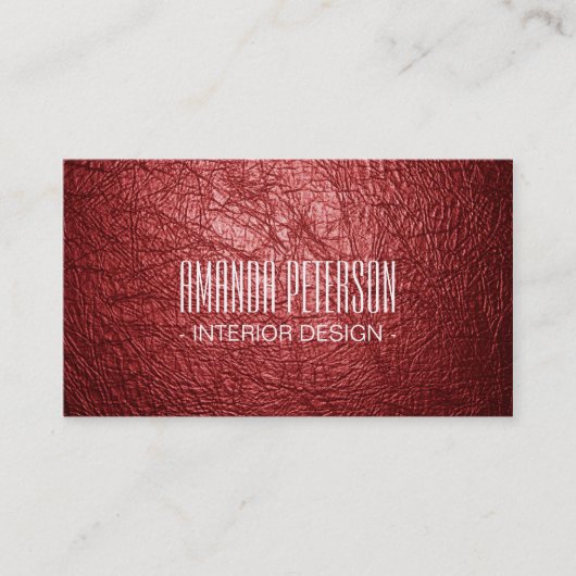 Cartes de visite Faux Red Leather Designer (Devant)