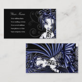 Cartes de visite féeriques d'art de tatouage bleu (Devant / Derrière)