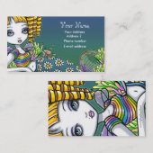 Cartes de visite féeriques de sirène d'arc-en-ciel (Devant / Derrière)