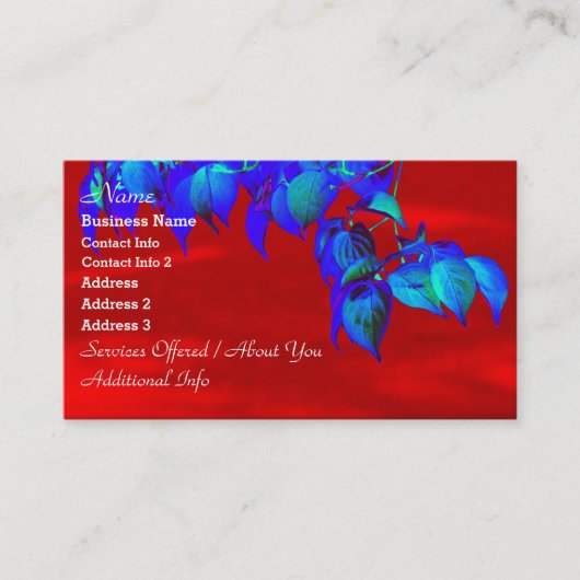 Cartes de visite Feuille Red Sky Blue (Devant)