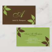 Cartes de visite Feuilles modernes - cacao/vert (Devant / Derrière)