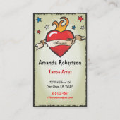 Cartes de visite flamboyants de coeur de tatouage (Dos)