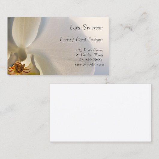 Cartes de visite fleuristes de l'orchidée blanche (Devant / Derrière)