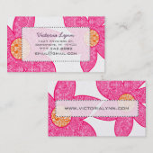 Cartes de visite Fleurs Corail Gris Fuchsia (Devant / Derrière)