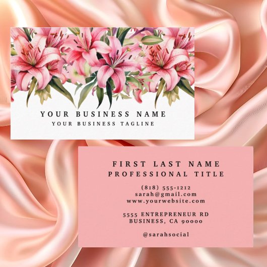 Cartes de visite Fleurs de Lys Rose