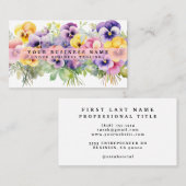 Cartes de visite Fleurs de Pensée Violettes Élégan (Devant / Derrière)