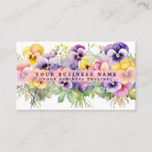 Cartes de visite Fleurs de Pensée Violettes Élégan