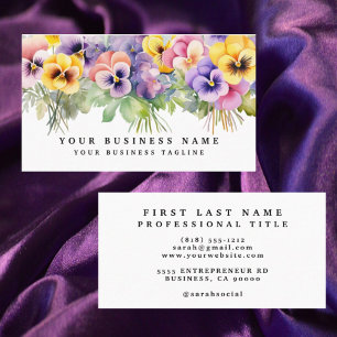 Cartes de visite Fleurs de Pensée Violettes Élégan