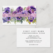 Cartes de visite Fleurs de Pensées Violettes Éléga (Devant / Derrière)