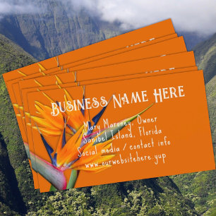 Cartes de visite Fleurs d'oiseau de paradis Orange