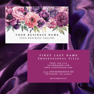 Cartes de visite Fleurs Magenta Violet Élégant