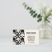 Cartes de visite fleurs rétro doodle (Debout devant)